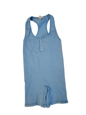 Colsie Light Blue Ribbed Tank Romper